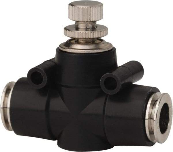 PRO-SOURCE - 3/8" Tube OD Inline Flow Control Valve - 0 to 113.76 psi & Techno Polymer, Brass, Steel Material - All Tool & Supply