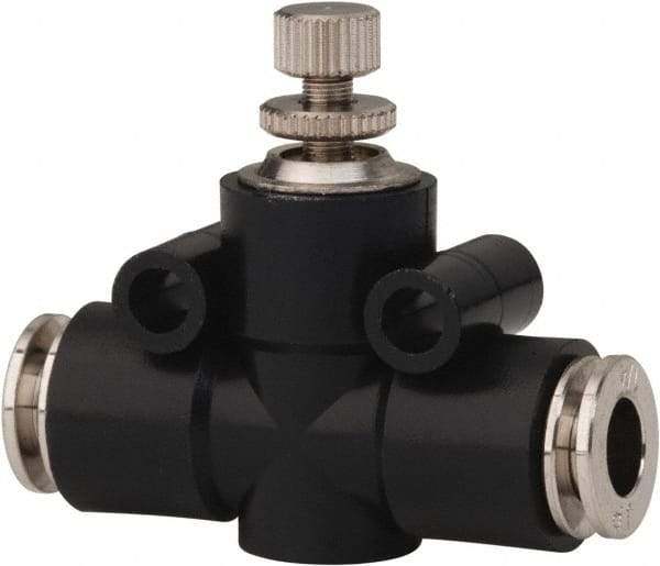 PRO-SOURCE - 1/4" Tube OD Inline Flow Control Valve - 0 to 113.76 psi & Techno Polymer, Brass, Steel Material - All Tool & Supply