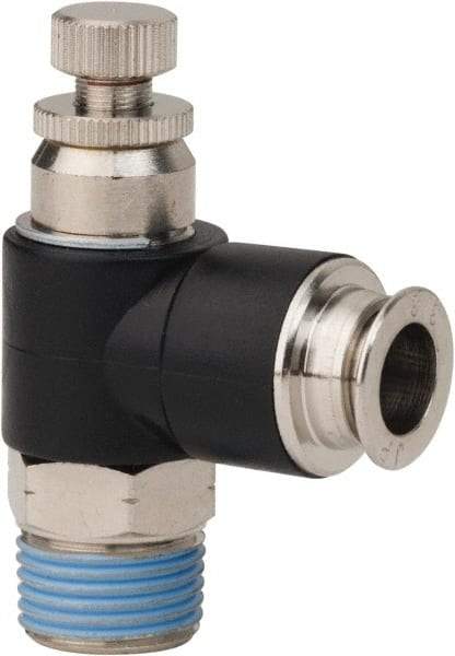 PRO-SOURCE - 3/8" Male NPT x 3/8" Tube OD Compact Banjo Valve - 0 to 113.76 psi & Techno Polymer, Brass, Steel Material - All Tool & Supply