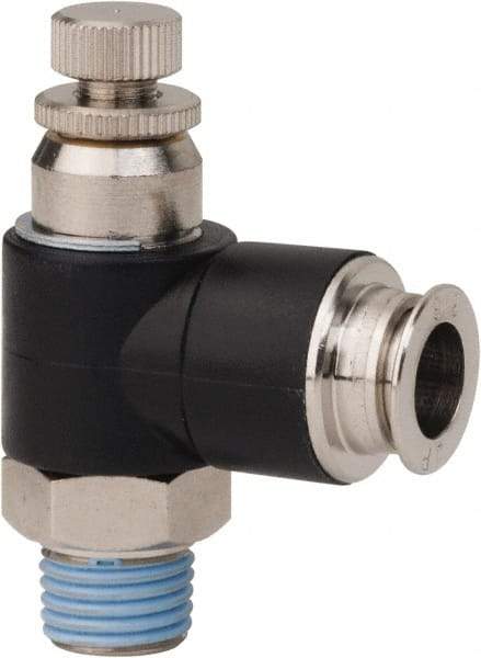 PRO-SOURCE - 1/4" Male NPT x 3/8" Tube OD Compact Banjo Valve - 0 to 113.76 psi & Techno Polymer, Brass, Steel Material - All Tool & Supply