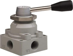 Value Collection - 1/2" NPT Manual Mechanical Valve - 4-Way, 3 Position with I Panel Nut, 0.976 CV Rate & 127.98 Max psi - All Tool & Supply