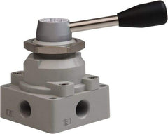 Value Collection - 3/8" NPT Manual Mechanical Valve - 4-Way, 3 Position with I Panel Nut, 0.976 CV Rate & 127.98 Max psi - All Tool & Supply