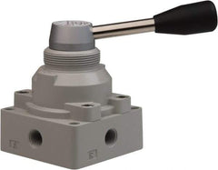 PRO-SOURCE - 1/4" NPT Manual Mechanical Valve - 4-Way, 3 Position, Lever, 0.98 CV Rate & 127.98 Max psi - All Tool & Supply