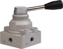 PRO-SOURCE - 1/4" NPT Manual Mechanical Valve - 4-Way, 2 Position, Lever, 0.98 CV Rate & 127.98 Max psi - All Tool & Supply