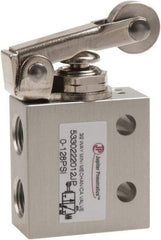 Value Collection - 1/8" NPT 3 Way, 2 Position Mini Mechanical Valve - 0.298 CV Rate, 7 CFM, 127.98 Max psi, Roller Lever/Spring Actuator - All Tool & Supply