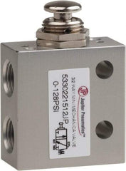 PRO-SOURCE - 1/8" NPT 3 Way, 2 Position Mini Mechanical Valve - 0.298 CV Rate, 7 CFM, 127.98 Max psi, Palm Button/Spring Actuator - All Tool & Supply