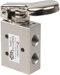 PRO-SOURCE - 1/8" NPT 5 Way, 2 Position Mini Mechanical Valve - 0.34 CV Rate, 9 CFM, 127.98 Max psi, Finger Button/Spring Actuator - All Tool & Supply