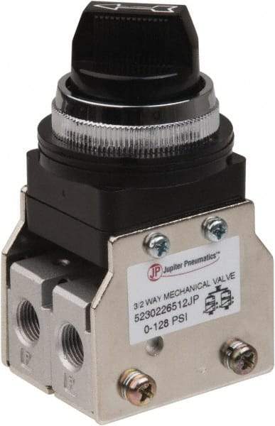 Value Collection - 1/8" NPT Mechanically Operated Air Valve - 3 Way, 2 Position, Two Stack Selector/Manual, 0.76 CV Rate & 127.98 Max psi - All Tool & Supply