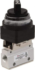 PRO-SOURCE - 1/8" NPT Mechanically Operated Air Valve - 3 Way, 2 Position, Selector/Manual, 0.1 CV Rate & 127.98 Max psi - All Tool & Supply