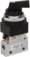 PRO-SOURCE - 1/8" NPT Mechanically Operated Air Valve - 3 Way, 2 Position, Long Selector/Manual, 0.1 CV Rate & 127.98 Max psi - All Tool & Supply