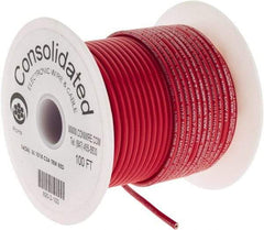 Made in USA - 16 AWG, 26 Strand, 100' OAL, Tinned Copper Hook Up Wire - Red PVC Jacket, 0.117" Diam - All Tool & Supply