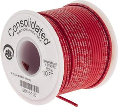 Made in USA - 22 AWG, 7 Strand, 100' OAL, Tinned Copper Hook Up Wire - Red PVC Jacket, 0.091" Diam - All Tool & Supply