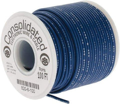 Made in USA - 20 AWG, 10 Strand, 100' OAL, Tinned Copper Hook Up Wire - Blue PVC Jacket, 0.07" Diam - All Tool & Supply