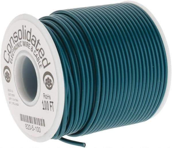 Made in USA - 20 AWG, 10 Strand, 100' OAL, Tinned Copper Hook Up Wire - Green PVC Jacket, 0.07" Diam - All Tool & Supply