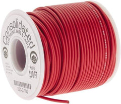 Made in USA - 20 AWG, 10 Strand, 100' OAL, Tinned Copper Hook Up Wire - Red PVC Jacket, 0.07" Diam - All Tool & Supply