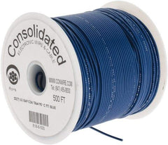 Made in USA - 22 AWG, 7 Strand, 500' OAL, Tinned Copper Hook Up Wire - Blue PVC Jacket, 0.062" Diam - All Tool & Supply