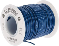 Made in USA - 24 AWG, 7 Strand, 100' OAL, Tinned Copper Hook Up Wire - Blue PVC Jacket, 0.056" Diam - All Tool & Supply