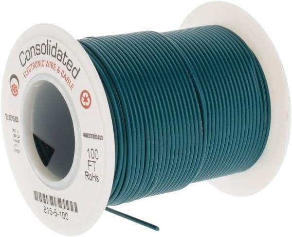 Made in USA - 26 AWG, 7 Strand, 100' OAL, Tinned Copper Hook Up Wire - Green PVC Jacket, 0.051" Diam - All Tool & Supply