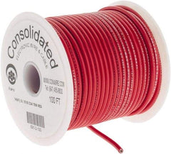 Made in USA - 14 AWG, 41 Strand, 100' OAL, Tinned Copper Hook Up Wire - Red PVC Jacket, 0.136" Diam - All Tool & Supply