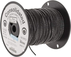 Made in USA - 16 AWG, 26 Strand, 500' OAL, Tinned Copper Hook Up Wire - Black PVC Jacket, 0.117" Diam - All Tool & Supply