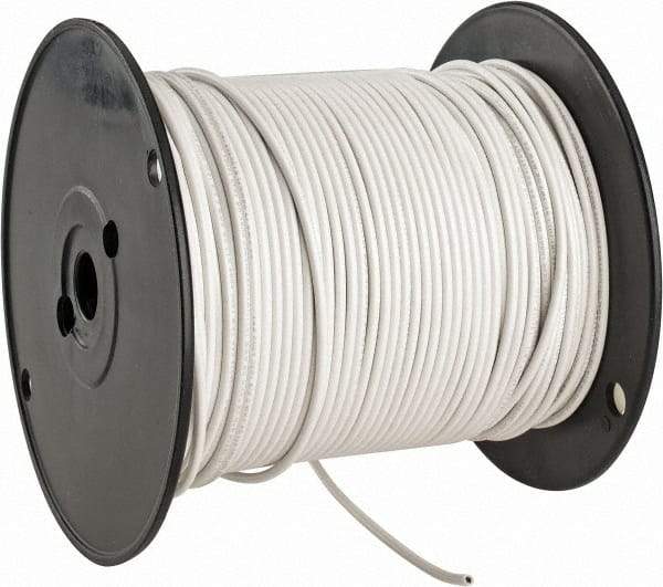 Made in USA - 14 AWG, 41 Strand, 500' OAL, Tinned Copper Hook Up Wire - White PVC Jacket, 0.136" Diam - All Tool & Supply