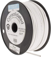 Made in USA - 12 AWG, 65 Strand, 100' OAL, Tinned Copper Hook Up Wire - White PVC Jacket, 0.155" Diam - All Tool & Supply