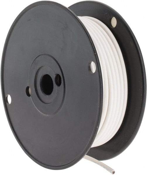 Made in USA - 10 AWG, 105 Strand, 100' OAL, Tinned Copper Hook Up Wire - White PVC Jacket, 0.18" Diam - All Tool & Supply