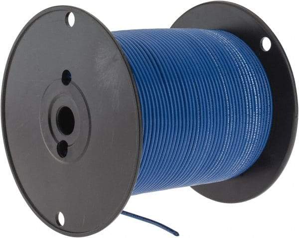 Made in USA - 14 AWG, 41 Strand, 500' OAL, Tinned Copper Hook Up Wire - Blue PVC Jacket, 0.136" Diam - All Tool & Supply