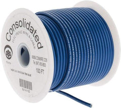 Made in USA - 14 AWG, 41 Strand, 100' OAL, Tinned Copper Hook Up Wire - Blue PVC Jacket, 0.136" Diam - All Tool & Supply