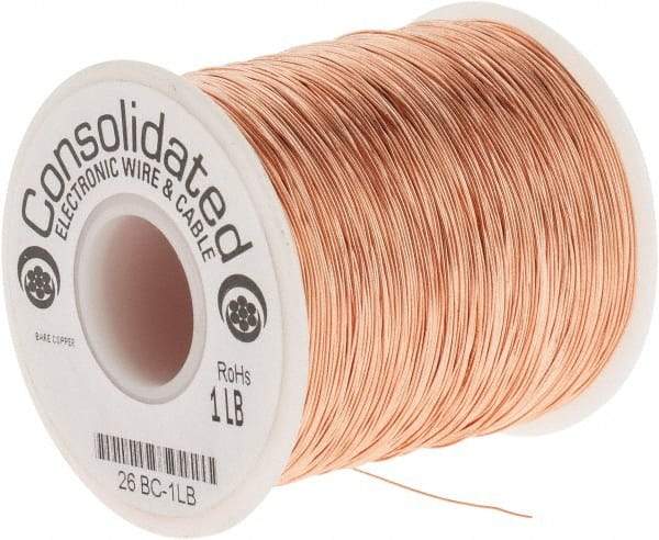 Made in USA - 26 AWG, 0.0159 Inch Diameter, 1279 Ft., Solid, Grounding Wire - Copper, ASTM B3, QQ-W-343 Type S, RoHS Compliant - All Tool & Supply