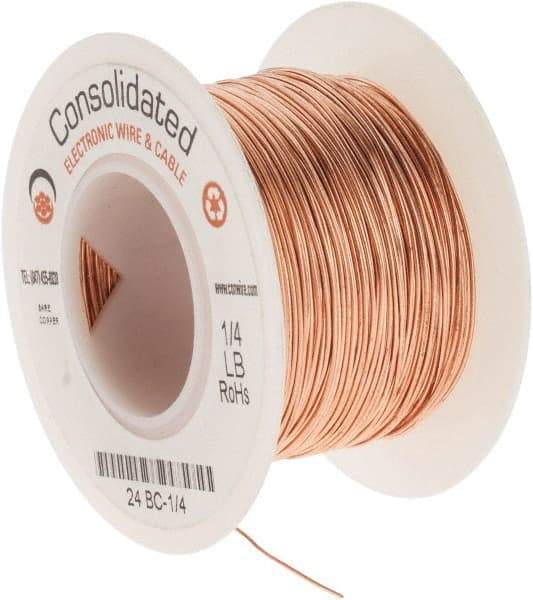 Made in USA - 24 AWG, 0.0201 Inch Diameter, 201 Ft., Solid, Grounding Wire - Copper, ASTM B3, QQ-W-343 Type S, RoHS Compliant - All Tool & Supply