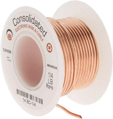 Made in USA - 14 AWG, 0.0641 Inch Diameter, 20 Ft., Solid, Grounding Wire - Copper, ASTM B3, QQ-W-343 Type S, RoHS Compliant - All Tool & Supply