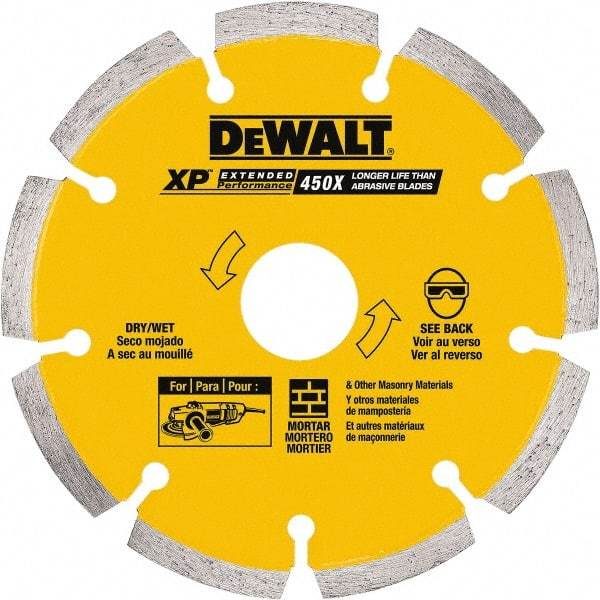 DeWALT - 6" Diam, 7/8" Arbor Hole Diam, Wet & Dry Cut Saw Blade - Diamond-Tipped, Standard Round Arbor - All Tool & Supply