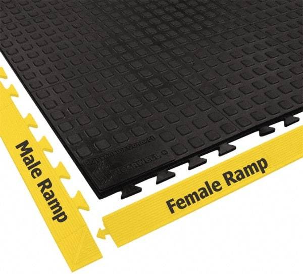 Wearwell - 3' Long x 1' Wide x 5/8" Thick, Anti-Fatigue Modular Matting Tiles - Male & Female, 4 Interlocking Sides, Black, For Dry Areas, Series 502 - All Tool & Supply