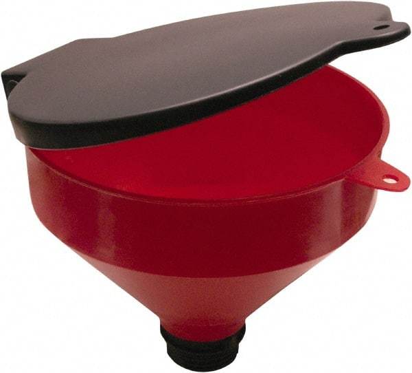 Funnel King - 8" High x 9-1/8" Diam, Polypropylene, Manual Closing Drum Funnel with Lockable Lid - 55 Gal Drum/Pail Capacity - All Tool & Supply