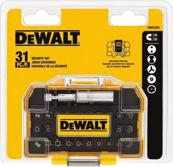 DeWALT - 31 Piece, Screwdriver Tamperproof Bit Set - 3/32, 7/64, 1/8, 9/64, 5/32, 5/16", 2, 2.5, 3, 4mm Hex, T8, T10, T15, T20, T25, T30, T35, T40 Torx, #4, #6, #8, #10 Spanner, #1, #2, #3, #4 Tri-Wing & #6 Clutch Type G - All Tool & Supply