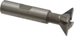 Made in USA - 1" Diam x 5/16" Width of Cut, 45° Included Angle, Carbide-Tipped Dovetail Cutter - 1/2" Shank Diam, 2-1/2" Overall Length, 0.02" Corner Radius, Weldon Flat, Uncoated - All Tool & Supply