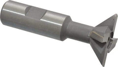 Made in USA - 1-1/2" Diam x 1/2" Width of Cut, 45° Included Angle, Carbide-Tipped Dovetail Cutter - 3/4" Shank Diam, 3-1/4" Overall Length, 0.02" Corner Radius, Weldon Flat, Uncoated - All Tool & Supply