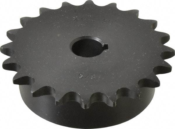 Browning - 20 Teeth, 1/2" Chain Pitch, Chain Size 41, Finished Bore Sprocket - 5/8" Bore Diam, 3.196" Pitch Diam, 3.45" Outside Diam - All Tool & Supply