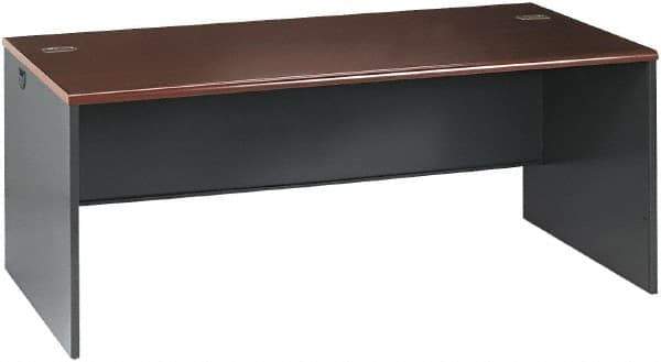 Hon - Steel-Reinforced High-Pressure Laminate/Metal Desk Shell - 72" Wide x 36" Deep x 29" High, Mahogany/Charcoal - All Tool & Supply