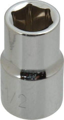 Paramount - 1/2", 1/2" Drive, Standard Hand Socket - 6 Points, 1-1/2" OAL, Steel, Chrome Finish - All Tool & Supply