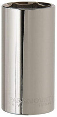 Paramount - 15/16", 3/8" Drive, Deep Hand Socket - 6 Points, 2-1/2" OAL, Steel, Chrome Finish - All Tool & Supply