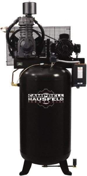 Campbell Hausfeld - 7.5 hp, 80 Gal Stationary Electric Vertical Air Compressor - Three Phase, 175 Max psi, 24.3 CFM, 208-230/460 Volt - All Tool & Supply