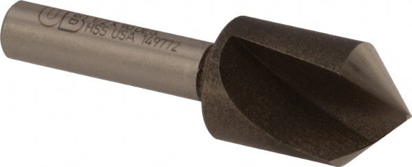 Precision Twist Drill - 1/2" Head Diam, 1/4" Shank Diam, 1 Flute 90° High Speed Steel Countersink - All Tool & Supply