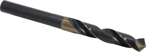 Precision Twist Drill - 35/64" Drill, 118° Point, Cobalt Silver Deming & Reduced Shank Drill Bit - Bright Finish, 6" OAL, Straight Shank, 3" Flute Length, Right Hand Cut, Split Point, Spiral Flute, Regular Spiral - All Tool & Supply