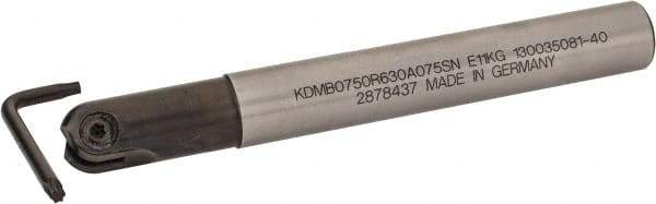 Kennametal - 3/4" Cut Diam, 3/8" Max Depth of Cut, 3/4" Shank Diam, 6.281" OAL, Indexable Ball Nose End Mill - 1.753" Head Length, Straight Shank, KDMB Toolholder, KDMB 0750.. Insert - All Tool & Supply