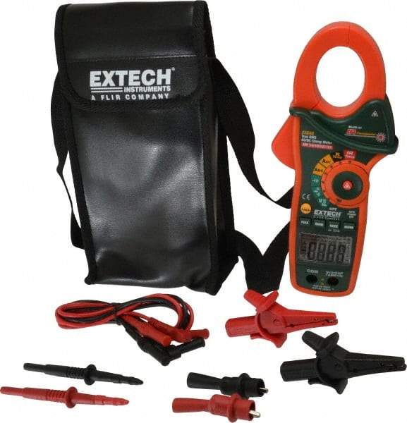 Extech - EX840, CAT IV, Digital True RMS Auto Ranging Clamp Meter with 1.7" Clamp On Jaws - 1000 VAC/VDC, 1000 AC/DC Amps, Measures Voltage, Capacitance, Continuity, Frequency, Resistance, Temperature - All Tool & Supply