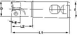 Superbee - 0.07 to 0.13 Inch Cutting Radius, 1-1/4 Inch Cutter Diameter, 2 Style EM19 Inserts, 1-1/4 Inch Shank Diameter, Indexable Convex Radius Cutter - 5 Inch Overall Length - All Tool & Supply