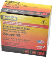 3M - 1-1/2" x 44', Black Vinyl Electrical Tape - Series 88, 8.5 mil Thick, 20 Lb./Inch Tensile Strength - All Tool & Supply