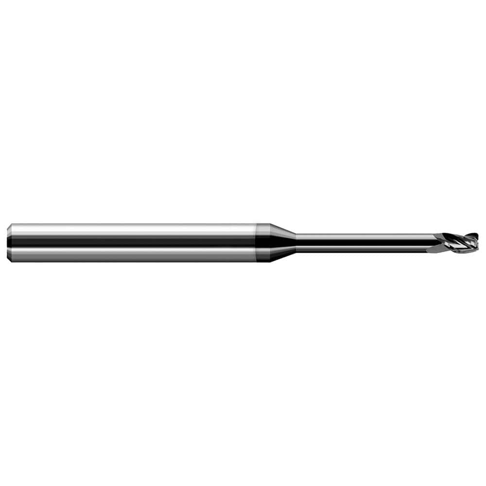 Corner Radius End Mill: 3/16″ Dia, 9/32″ LOC, 0.03″ Radius, 3 Flutes, Solid Carbide 3″ OAL, 3/16″ Shank Dia, 30 ° Helix, Amorphous Diamond Coated, Corner Radius End, Centercutting